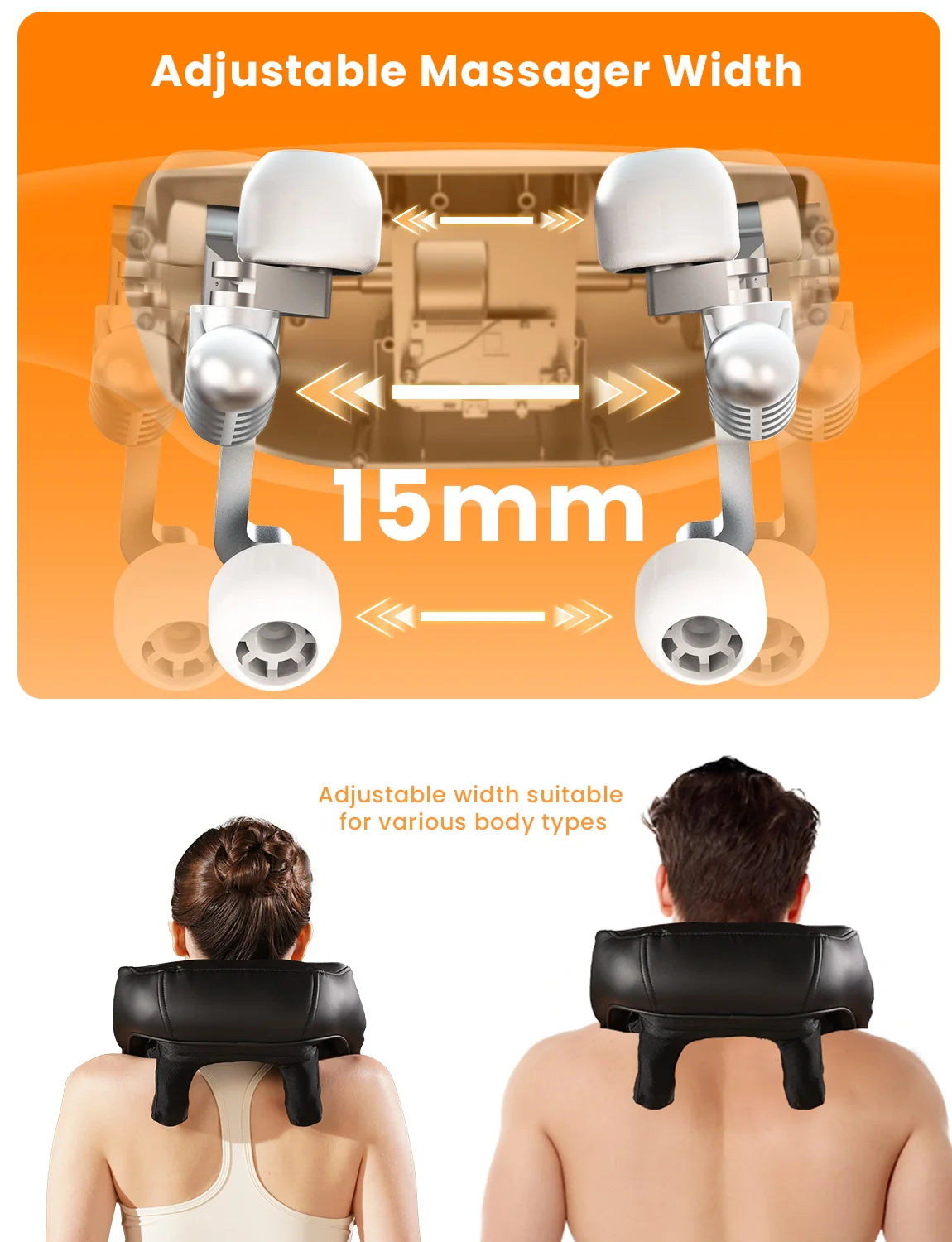 The massager worn across the neck and shoulders