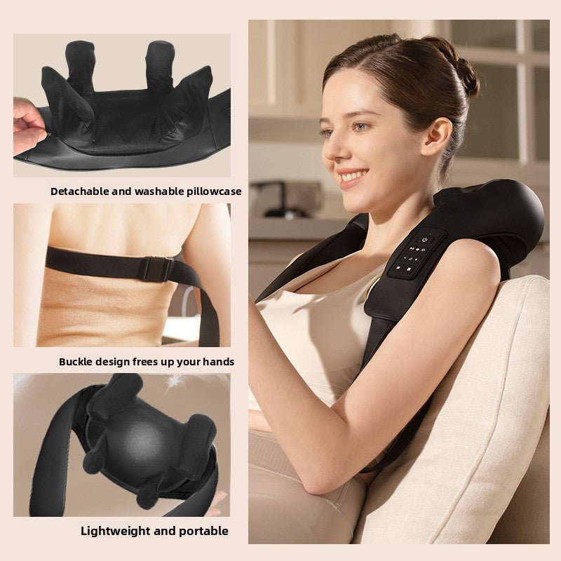 Luran Pro Massager adjustable arm straps shown in use over the shoulders